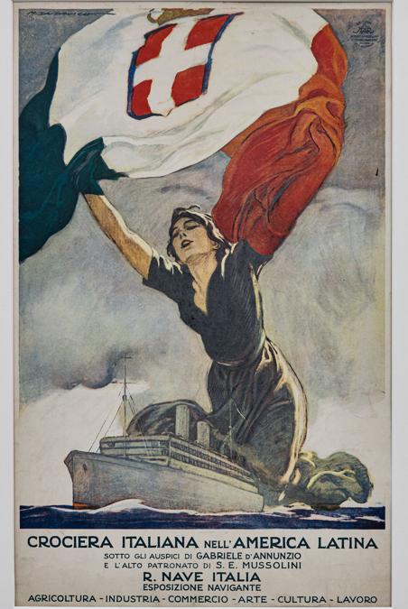 “La Crociera italiana nell’America latina”, illustrazione per manifesto pubblicitario di Marcello Dudovich, 1924, cromolitografia su carta. (Photo by Ghigo Roli / Ghigo Roli / Photo12 via AFP)
