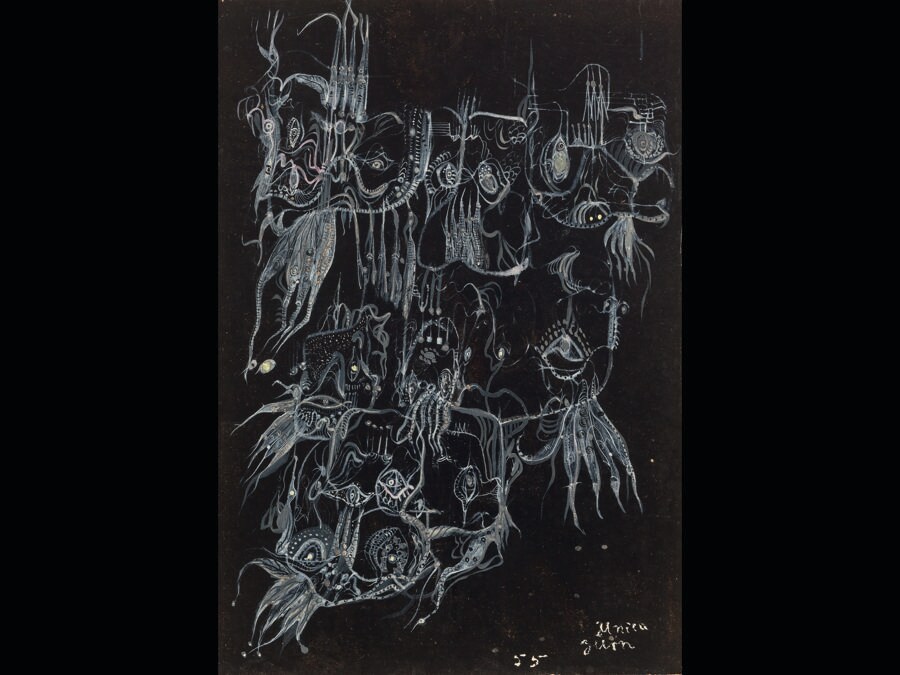 Unica Zürn «Komposition» (Composizione) 1955. Gouache su carta  Museum Boijmans Van Beuningen, Rotterdam