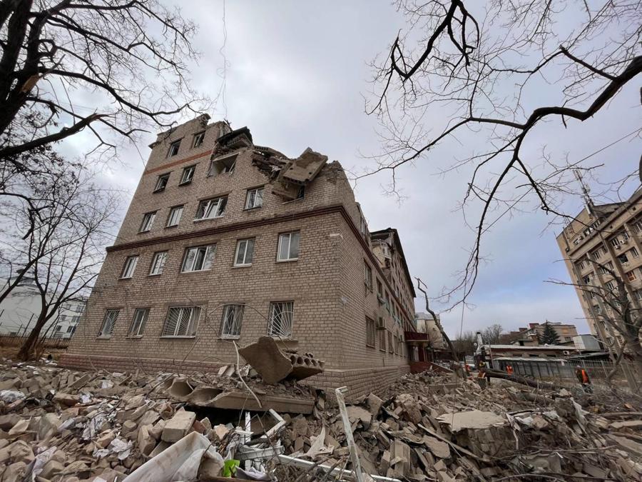 Una immagine del centro di Kramatorsk e della zona industriale in seguito agli attacchi russi a Kramatorsk, tratta dal profilo Telegram delle forze armate Ucraina. Ansa