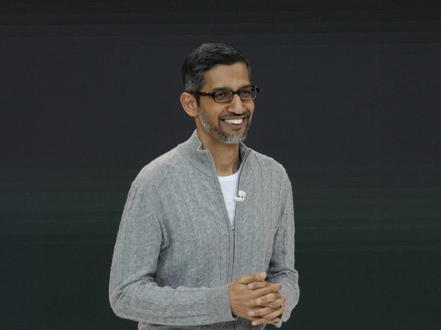 Sundar Pichai, ceo di Alphabet presenta il Google I/O event a Mountain View, California.(AP)