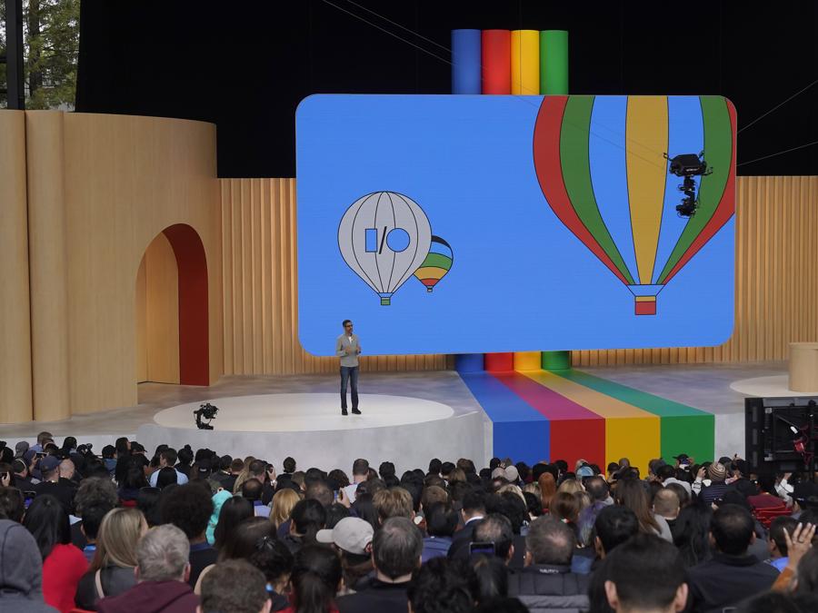 Sundar Pichai, ceo di Alphabet presenta il Google I/O event a Mountain View, California.(AP)
