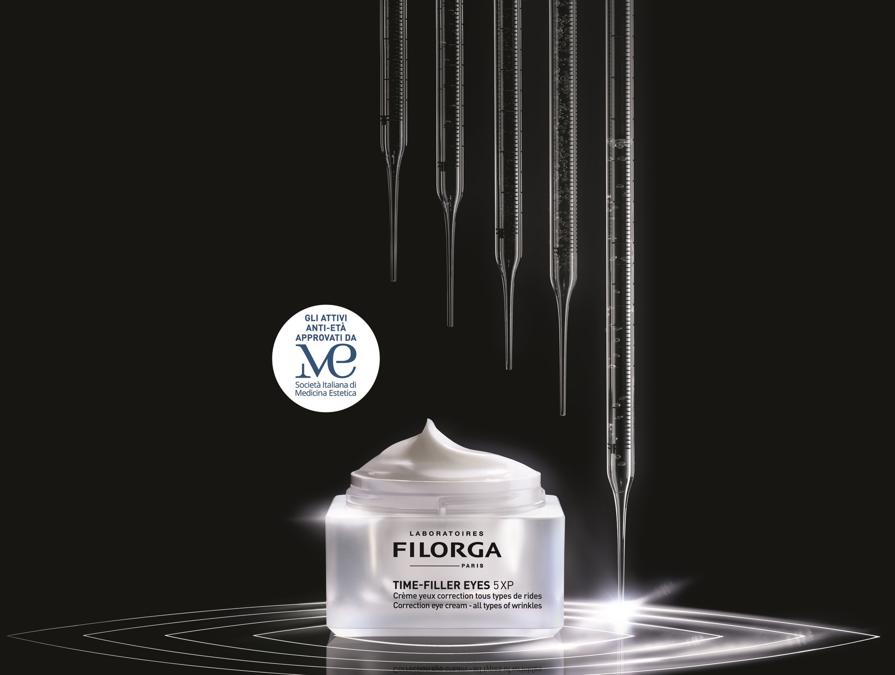 TIME-FILLER EYES 5XP di Filorga, un cosmeceutico che ha avuto l'avvallo del SIME. E' una crema occhi correttiva per tutti i tipi di rughe. Nella formula NCEF, un mix esclusivo ad azione poli-rivitalizzante.