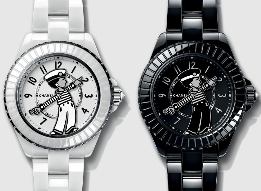 Chanel. Mademoiselle J12 La Pausa Only Watch. Due modelli all'incanto insieme con protagonista la figura di Mademoiselle Chanel al centro del quadrante le cui braccia segnano il tempo. Sul retro la scritta “Pièce unique. Only Watch 2023. Mademoiselle J12” (40.000 – 51.000 euro circa la stima)