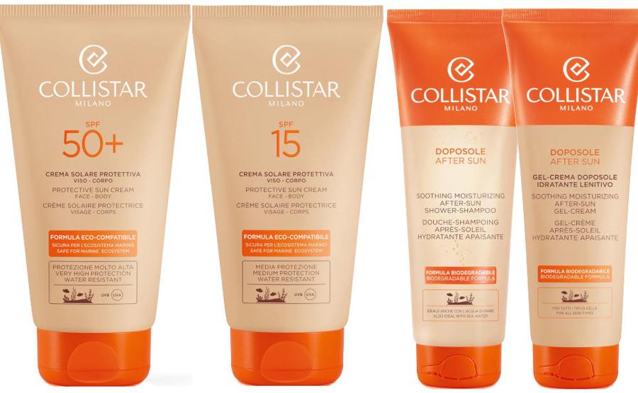 Protettivi Solari Certificati Eco-Compatibili di Collistar. Messi a punto in collaborazione con l'Università Politecnica delle Marche, specializzata in Biologia Marina per il rispetto dell'ambiente marino. La linea comprende tre creme solari spf 15, spf 30 e spf 50+
