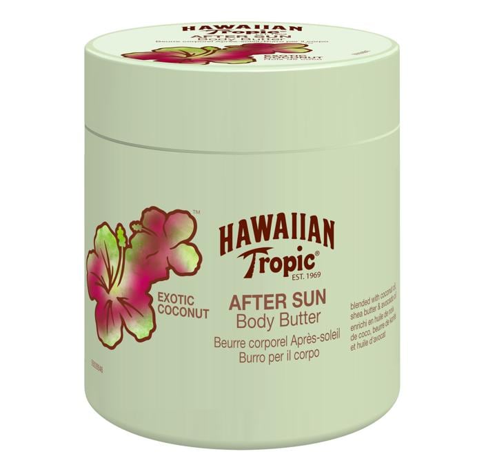 Hawaiian Tropic Exotic Coconut Body Butter, l'iconico dopo sole che mantiene la pelle idratata e profumata con un piacevole aroma di cocco