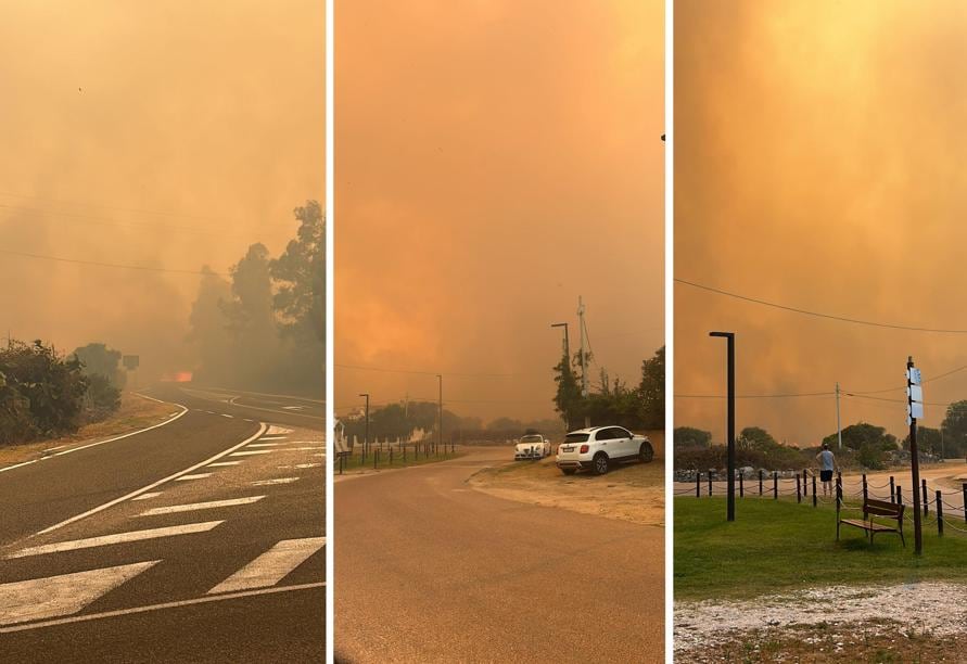 Un grosso incendio è divampato a metà pomeriggio a Monte Longu di Posada (Nuoro), nella costa nord orientale della Sardgena, in cui sono state evacuate diverse abitazioni. Le fiamme alimentate dal maestrale, si stanno spingendo velocemente verso Siniscola e il centro balneare de La Caletta. L'incendio è arrivato a ridosso delle case, alcune delle quali sono già state evacuate dai Vigili del fuoco del Comando Provinciale di Nuoro, intervenuti sul posto con sei squadre, 30 uomini e 12 mezzi. (NPK ANSA / Giorgio Fresu / Amministratore del territorio)