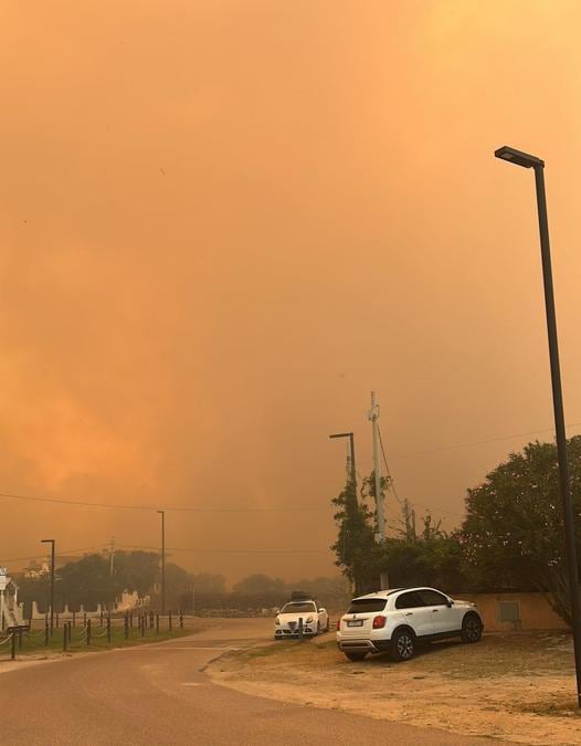 Un grosso incendio è divampato a metà pomeriggio a Monte Longu di Posada (Nuoro), nella costa nord orientale della Sardgena, in cui sono state evacuate diverse abitazioni. Le fiamme alimentate dal maestrale, si stanno spingendo velocemente verso Siniscola e il centro balneare de La Caletta. L'incendio è arrivato a ridosso delle case, alcune delle quali sono già state evacuate dai Vigili del fuoco del Comando Provinciale di Nuoro, intervenuti sul posto con sei squadre, 30 uomini e 12 mezzi. (NPK ANSA / Giorgio Fresu / Amministratore del territorio)