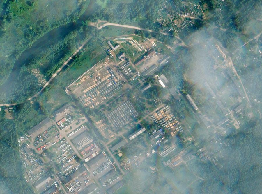 Un’immagine satellitare mostra una base militare Tsel nella regione di Mogilev, Bielorussia. PLANET LABS PBC/Handout via REUTERS