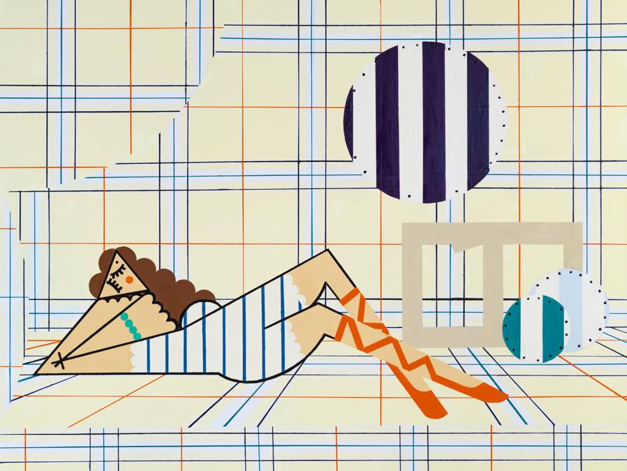 Farah Atassi (1981). Sleeping Dancer 3 (Bailarina dormida 3) 2021. Glicerol y óleo sobre lienzo 160 × 200 cm.  Fundación Almine y Bernard Ruiz-Picasso, Madrid.  © FABA Foto: Alessandro Wang.  © Farah Atassi, VEGAP, Málaga, 2023