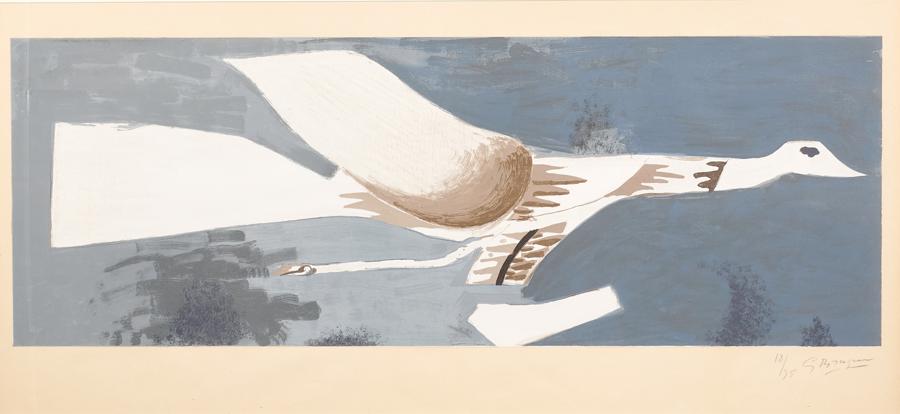 Georges Braque Grand oiseau gris, 1956. Litografia 18 su 95, 110x 49cm, Ed.Maeght agg. 2.200€ da Bolaffi