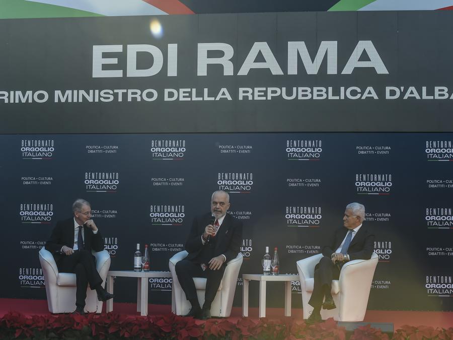Andrea Malaguti , Direttore de La Stampa, Edi Rama Primo ministro Albania, Maurizio Belpietro Direttore de La Verita' 