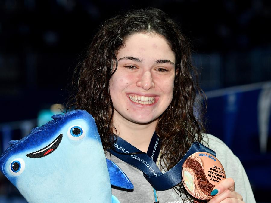 18 febbraio 2024 - Benedetta Pilato  vince la medaglia di bronzo nei 50 metri a rana durante i Campionati mondiali di nuoto di Doha 2024.  (Foto di Gian Mattia D’Alberto / LaPresse)