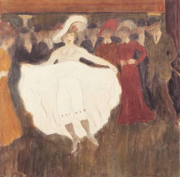 GEORGE BOTTINI, Au Moulin rouge la danseuse blanche (la môme Picrate), 1901, acquerello su carta, Svizzera, Collezione Michel & Sonja Langenstein