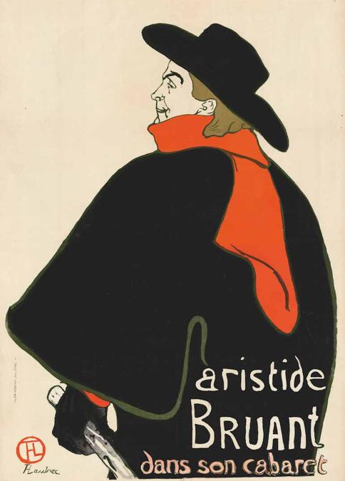 HENRI DE TOULOUSE-LAUTREC, Aristide Bruant dans son cabaret, 1893, litografia policroma su carta, Chaumont, Le Signe, Centre national du graphisme