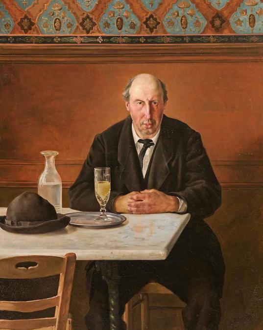 GUSTAVE BOURGAIN, Le Buveur d’absinthe, 1881, olio su tela, Fécamp, Les Pêcheries, Musée de Fécamp