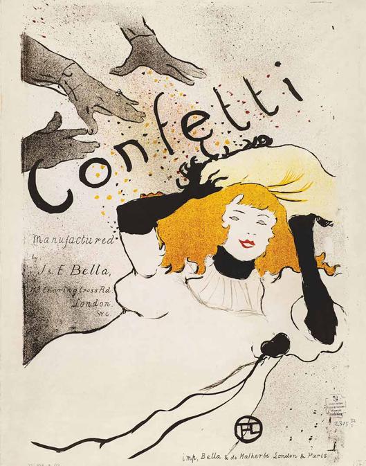 HENRI DE TOULOUSE-LAUTREC, Confetti, 1894, litografia policroma su carta, Strasburgo, Musée d’Art moderne et contemporain