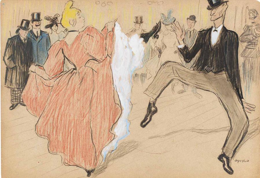 RICARDO OPISSO, La Goulue et Valentin le Désossé, 1885 circa, pastello su carta, Collezione privata