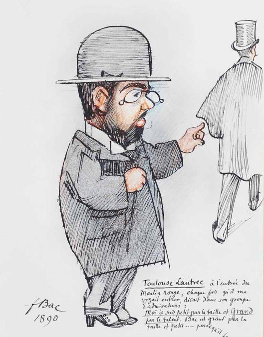 FERDINAND BAC, Caricature de Toulouse-Lautrec, 1890, inchiostro e matita su carta, Collezione privata