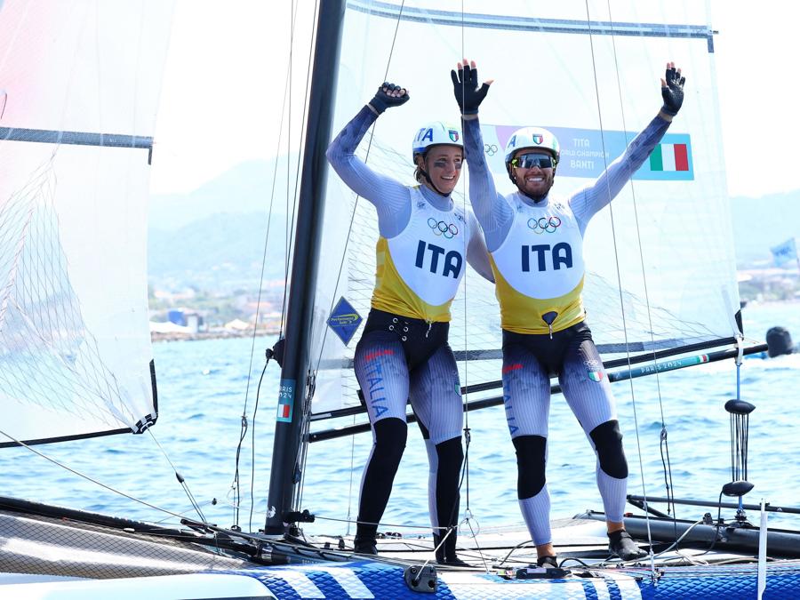 8 agosto 2024 - Ora a  Ruggero Tita e Caterina Marianna Banti nella specialità Vela Nacra 17. (REUTERS/Andrew Boyers)