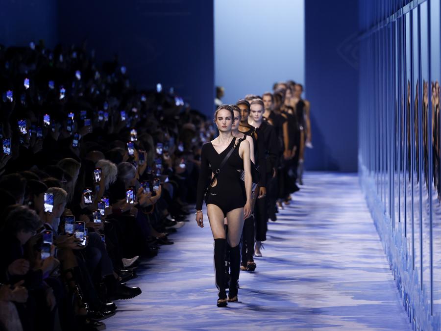 Models wear creations as part of the Christian Dior Spring/Summer 2025 collection presented Tuesday, Sept. 24, 2024 in Paris. (Photo by Vianney Le Caer/Invision/AP)