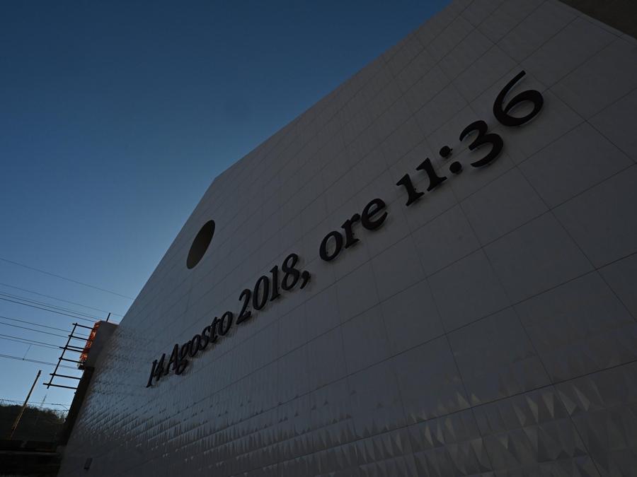 Egle possetti presidente del comintato vittime del crollo di ponte Morandi, durante l'inagurazione del memoriale per le 44 vittime. ANSA/LUCA ZENNARO