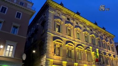 The facade of Palazzo Madama illuminated for the Let’s shed light on endometriosis initiative