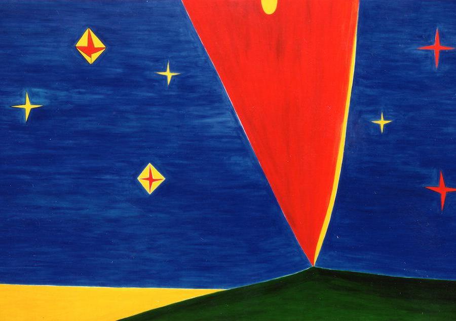  Nicola De Maria, Testa Orfica I, 1990, pigmento e resina su tela, 300x565 cm. Courtesy, Cortesi Gallery London-Lugano