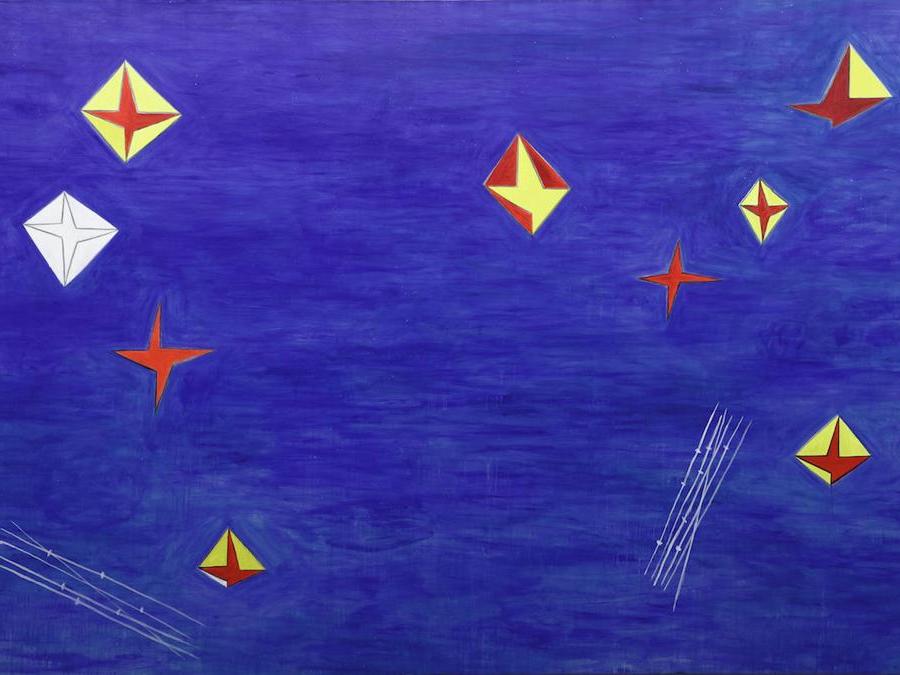  Nicola De Maria, Testa Orfica II, 1990, pigmento e resina su tela, 300x400 cm. Courtesy, Cortesi Gallery London-Lugano