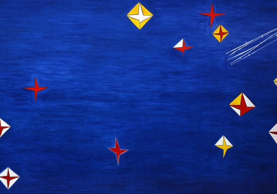  Nicola De Maria, Testa Orfica V, 1990, pigmento e resina su tela, 300x565 cm. Courtesy, Cortesi Gallery London-Lugano