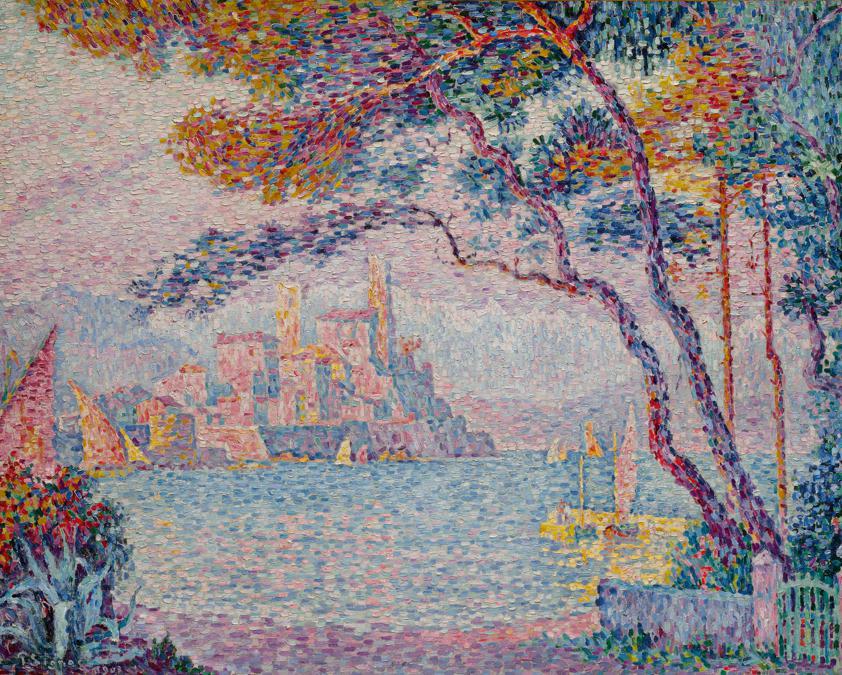 Works From An Important Private Collection, Sold In Part To Benefit Two Not-For-Profit Institutions In The Fields Of Science And Music, Paul Signac, Antibes. Soir, Signed P. Signac and dated 1903 (lower left), Oil on canvas, 28 5/8 by 36 1/8 in. 72.8 by 92 cm, Painted in 1903. Estimate $4/6 million ,Sold for $7,667,500