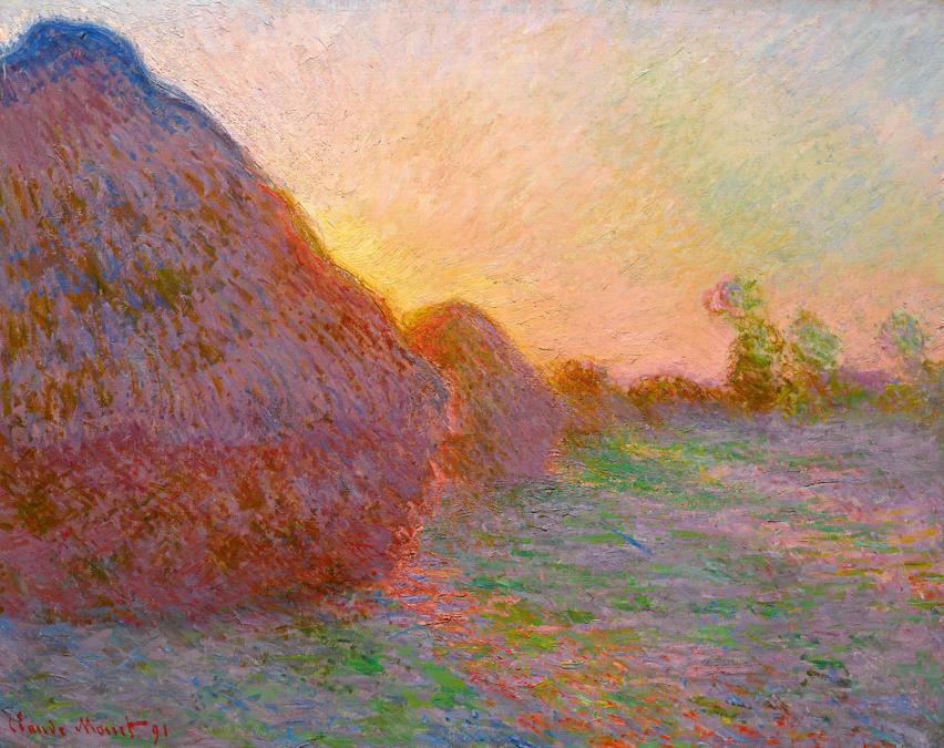 Works from an Important Private Collection, Sold in Part to Benefit Two Not-For-Profit Institutions in the Fields of Science and Music, Claude Monet, Meules, Signed Claude Monet and dated 91 (lower left), Oil on canvas, 28 5/8 by 36 3/4 in. 72.7 by 92.6 cm, Painted in 1890. Estimate in excess of $55 million, Sold for $110,747,000 RECORD FOR THE ARTIST AT AUCTION RECORD FOR ANY WORK OF IMPRESSIONIST ART AT AUCTION