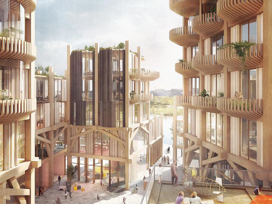 Quayside, quartiere smart di Toronto di Sidewalk Labs, società per l'innovazione urbana di Google; sono previste strutture sostenibili in legno locale, con edifici fino a un massimo di 30 piani (credit Heatherwick Studio)