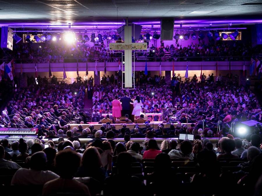3 aprile 2018 - Commemorazione al Mason Temple of the Church of God in Christ di Memphis (AFP PHOTO / Brendan Smialowski)