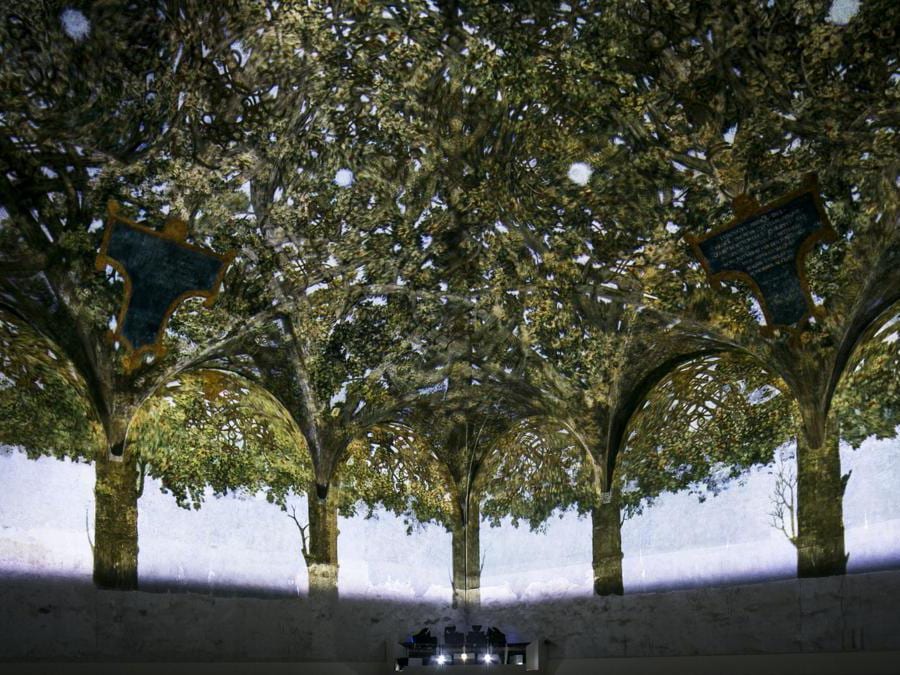Castello Sforzesco, Milano. Inaugurazione degli eventi di Leonardo 500 con presentazione della straordinaria apertura della Sala delle Asse e delle mostre e iniziative collegate. (Stefano De Grandis/Fotogramma)
