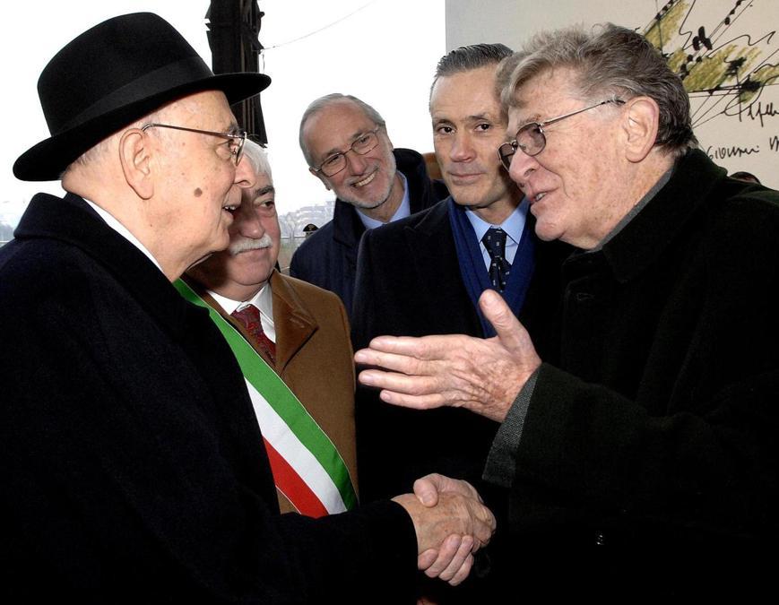 2007, Sesto San Giovanni (MI), con Giorgio Napolitano,  Renzo Piano e Luigi Zunino (Ansa)