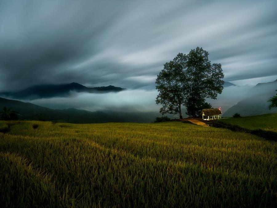 Image Name: Terraced rice field at night. Photographer Name: Vinh Dao. Year: 2018. Copyright: © Vinh Dao, 3rd place, Vietnam National Award, 2018 Sony World Photography Awards