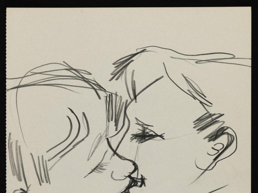Keith Vaughan  Drawing of two men kissing  1958–73  Tate Archive  © DACS, The Estate of Keith Vaughan