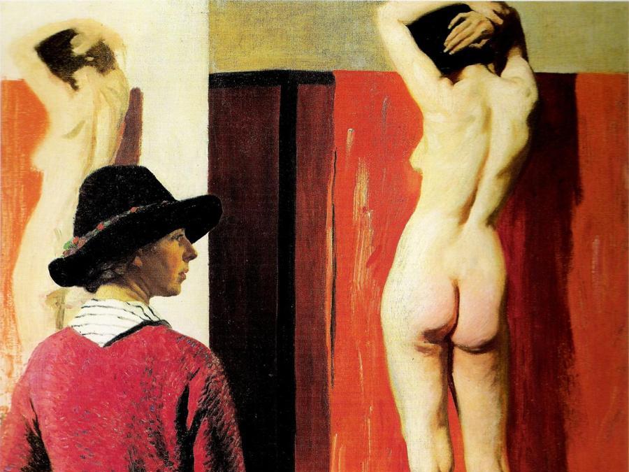 Self portrait and Nude 1913 Laura Knight (1877-1970) Self-Portrait 1913 Oil on canvas 152.4 x 127.6 cm National Portrait Gallery (London, UK)
