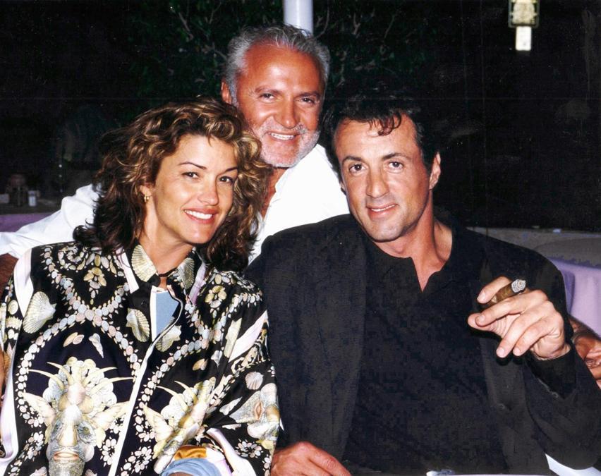 Janice Dickinson, Sylvester Stallone e Gianni Versace (Olycom) 