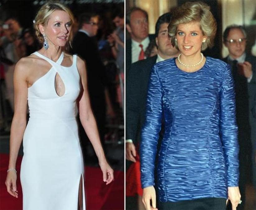 Naomi Watts e Lady Diana Spencer (AFP)