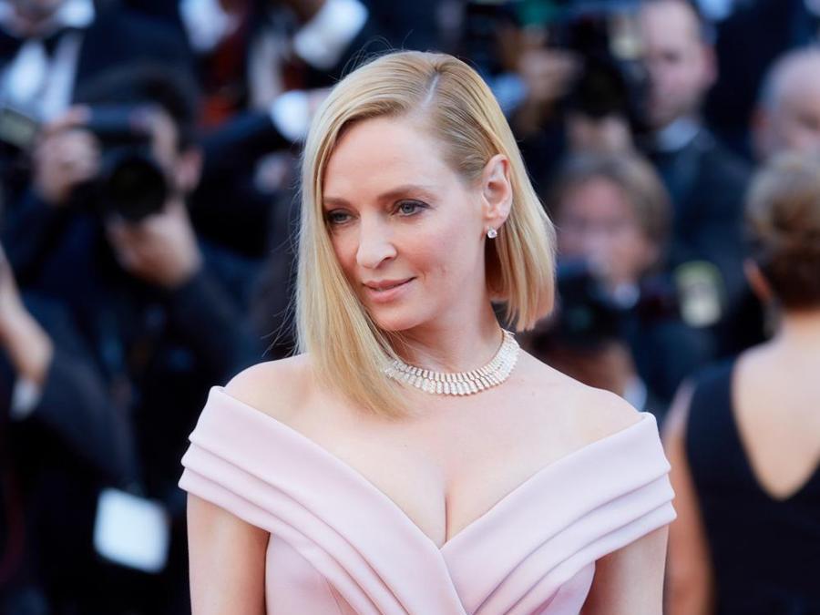 Uma Thurman ha indossato una collana High Jewellery Serpenti in oro rosa e diamanti con bracciale en pendant e orecchini studs in diamanti. (Photo by Kristina Nikishina/Epsil)