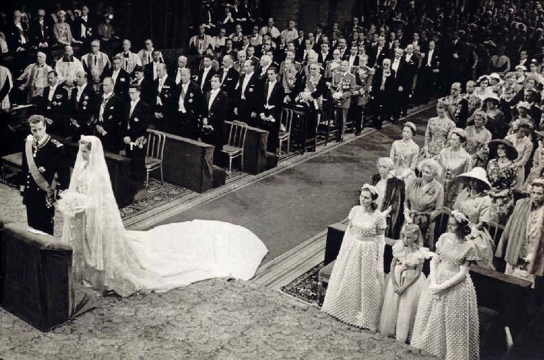 Le nozze fra l'allora principe Alberto del Belgio e Paola Ruffo di Calabria, celebrate nel 1959 a Bruxelles