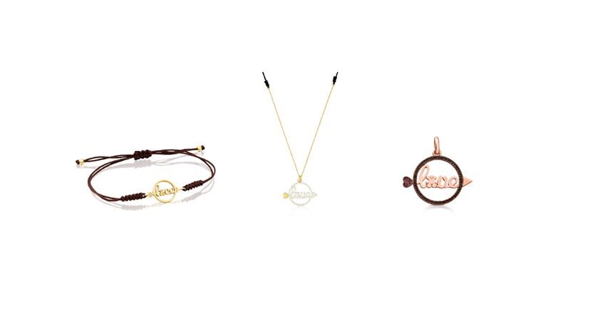 Tous, ciondolo Love montato su bracciale e collana