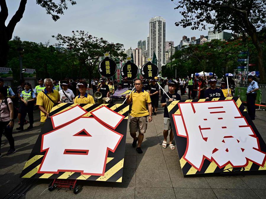 Raduno del primo maggio, Festa dei lavoratori, a Hong Kong . (Photo by Anthony WALLACE / AFP)