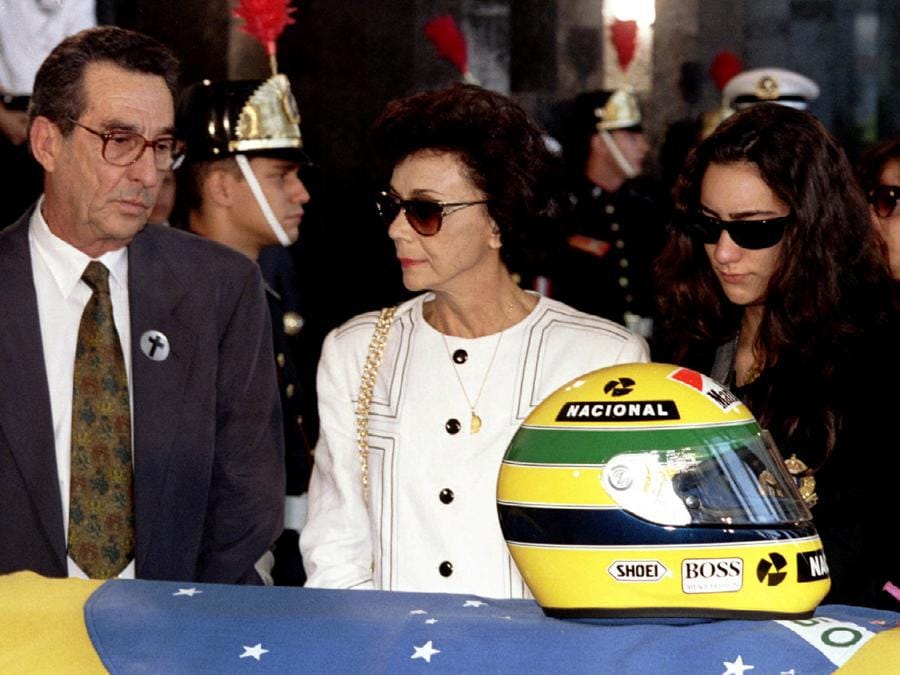 I genitori e la sorella di Ayrton Senna, Milton Senna, Neide e Viviane Senna,  (Reuters)  