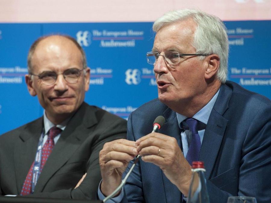 Michel Barnier ed Enrico Letta - foto IPP/Mario Romano Cernobbio (