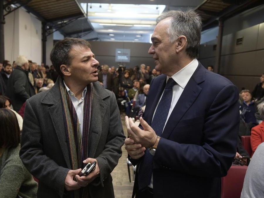 Roma, 25 Febbraio 2017 Stefano Fassina e Enrico Rossi durante la prima assemblea del Movimento Democratici e Progressisti ph. © Luigi Mistrulli