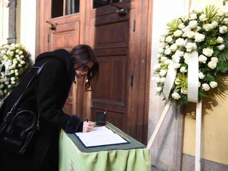 I funerali di Gian Marco Moratti, scomparso  a 81 anni, nella chiesa di San Carlo, Milano, 27 febbraio 2018.(ANSA/ Stringer)