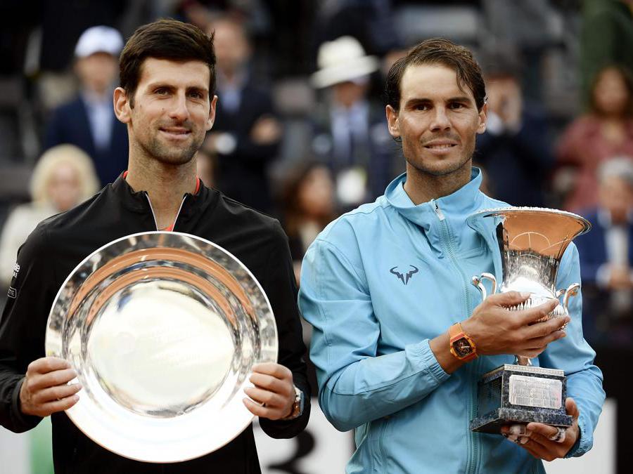 Novak Djokovic e Rafael Nadal.(Photo by Filippo MONTEFORTE / AFP)