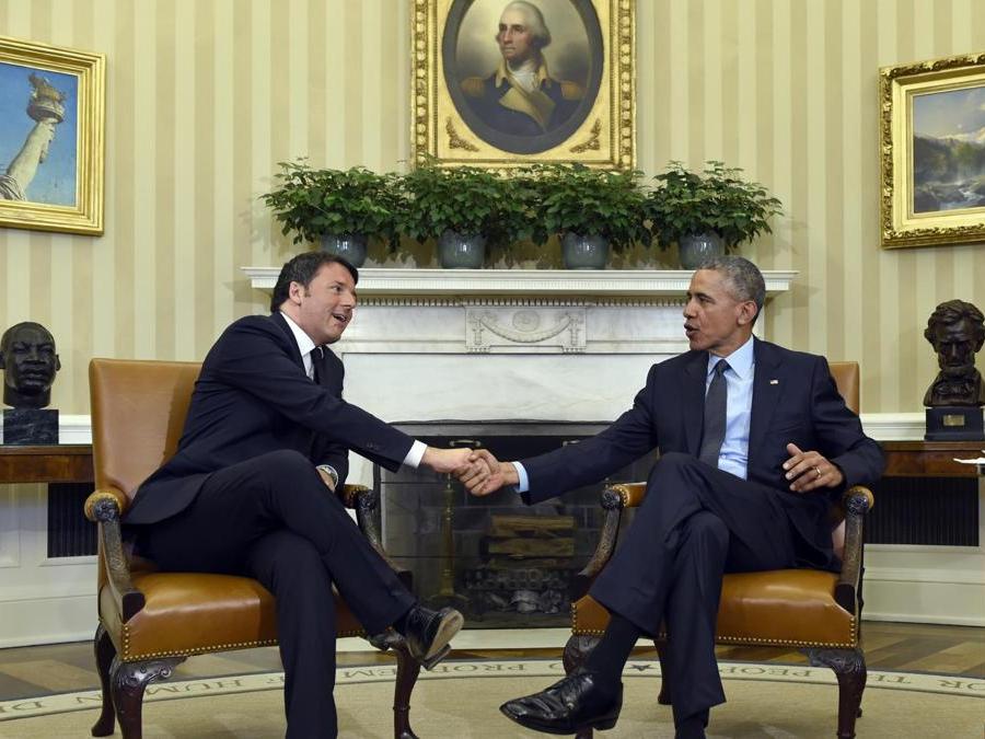 Barack Obama con il primo ministro Matteo Renzi alla Casa Bianca a Washington, 2015. (AP Photo/Susan Walsh)